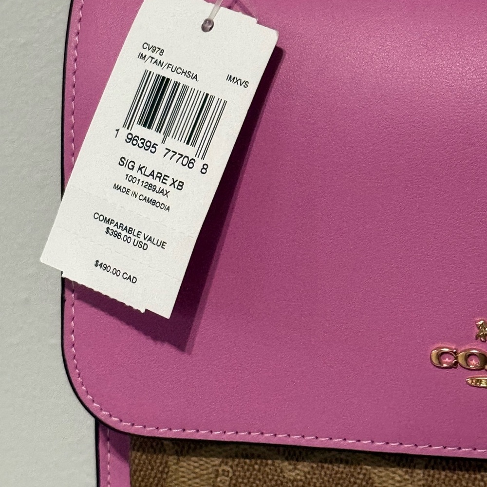 Coach Pink and Brown Leather Chain Crossbody Bag - Picture 3 of 10